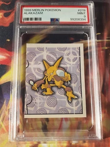 Pokemon 1999 Alakazam #219 Merlin Sticker PSA 9 Mint - Picture 1 of 2