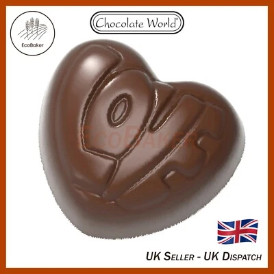 CW12041 Chocolate World Professional Polycarbonate Heart Love Chocolatier Mould - Image 1 of 4