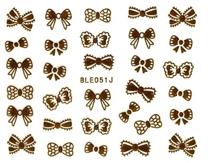 Nail Art 3D Decal Stickers Gold Bow Tie BLE051J - Picture 1 of 2