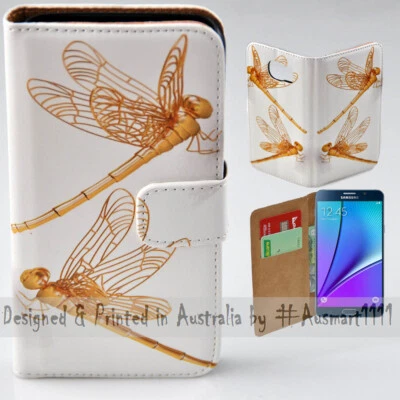 For Samsung Galaxy Note Series - Gold Dragonfly Print Mobile Phone Case Cover - image 1 of 3