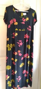 MATERNITÉ Size S Bust 36" black floral rayon dress Excellnt cond'n - Picture 1 of 9