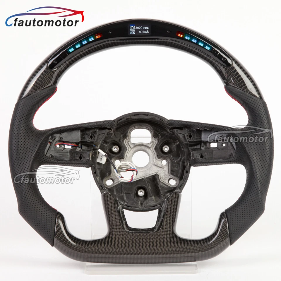 Реальный углеродного волокна светодиодный руль подходит Audi RS3 RS4 RS5 S3 S4 S5 A3 A4 A5 17 + - Изображение 1 из 4