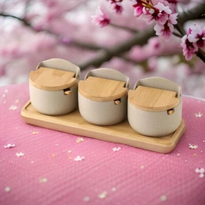 Sugar Jar with Lid Sugar Jar with Spoon Japanese Ceramic Sugar Bowl with Lid - Image 1 of 4