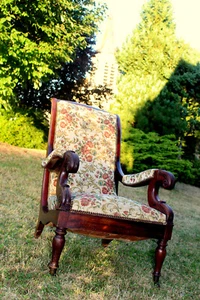 ANTIQUE LOUIS XV STYLE FRENCH OAK ARMCHAIR HIGH BACK REDUCED - Picture 1 of 1