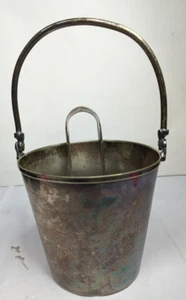 Vintage Used Silver Plated Initialed D Handled Ice T & T Bucket & Thongs - Picture 1 of 14