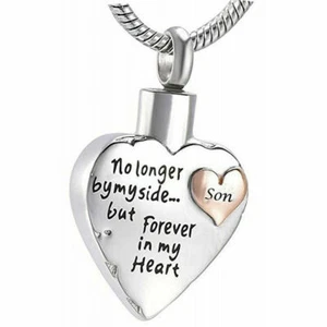 Son Keepsake Heart Cremation Urn Pendant Ashes Necklace Funeral Memorial - Picture 1 of 5