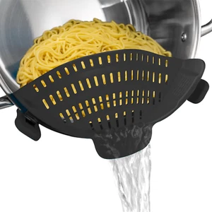 Strainer Pan Silicone Clip on Pot Drainer Fruit Colander Food Filter Kitchen UK - Picture 1 of 5