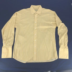 Men's Burberry London French Cuff Dress Shirt Yellow Striped 161/2 R Made In USA - Picture 1 of 9