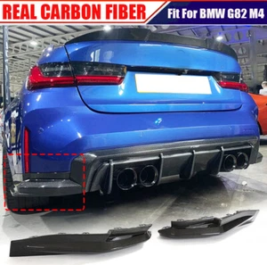 REAL CARBON Rear Bumper Splitters Canards Fins Flaps For BMW G82 M4 Coupe 21-23 - Bild 1 von 13