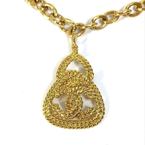 Collana Chanel Catena Motivo GP Charm Oro Marca Coco Logotipo Accessorio Giappone