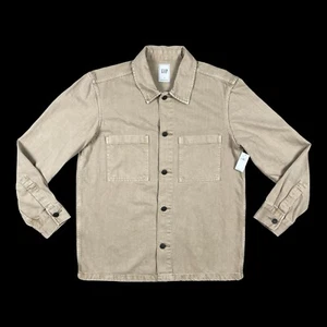 GAP Mens Denim Jacket Size Small Khaki Cotton Chore Button Up NEW WITH TAGS $79 - Picture 1 of 13