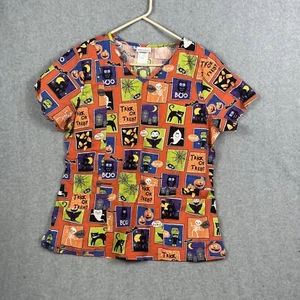 Scrubstar Scrubs Woman’s Size Large Halloween Cats Orange - Picture 1 of 6