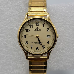 Vintage Lorus Women Watch 32mm Gold Tone Date Dial Stretch Band 6.8" , Runs - Picture 1 of 17