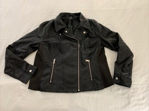 baccini faux leather peplum jacket