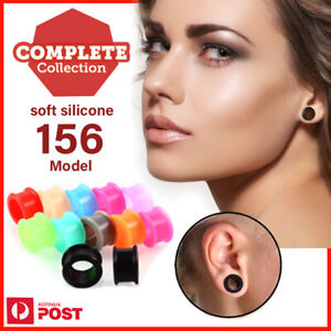 2 Pair Tunnels Piercing Flexible Silicone Comfortable Soft Anti Allergic 3 -25mm