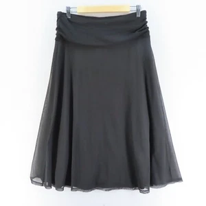 LIZ JORDAN Women's Size S Black Knee Length Layered Skirt Ruhed Waistband - Picture 1 of 11