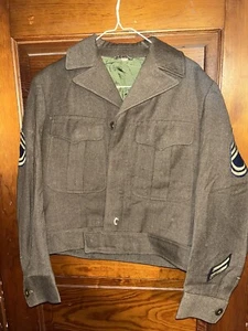 Vintage WW2 US Army Wool Ike Military Field Jacket Patches 1940s Size 36R - Picture 1 of 9
