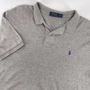 Polo Ralph Lauren Herren Poloshirt XL Grau Lila Logo Kurzarm Freizeit - Bild 1 von 6