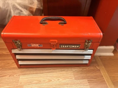 Craftsman Metal Tool Box 3 Drawer 20.5” x 12” x 9”  Red P12 96 Vintage USA Made - Image 1 of 3