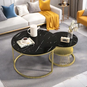 2er-Set Satztische rund – Couchtische mit Stauraum, Beistelltische Wohnzimmer - Bild 1 von 9