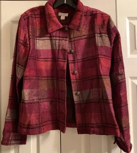 Christopher & Banks XL Plaid Jacket Multicolor Button Up Vintage - Picture 1 of 9