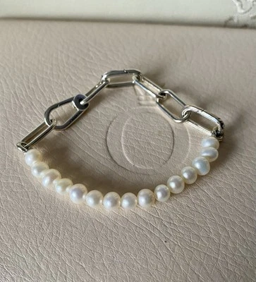 Genuino Pandora ME Tratado Agua Dulce Perla Pulsera Plata Tamaño 17.5cm Foto 1 de 4