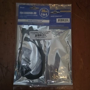 Micro Connectors 3 Pin 1-4 Addressable ARGB Splitter Cable 2-Pack New - Picture 1 of 2