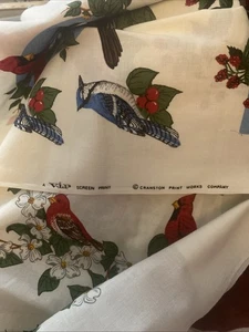 Garden Birds Appliques V.I.P. Screen Print Cotton Panel by Cranston Print Works - Picture 1 of 3