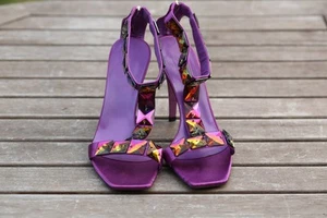 Gucci Purple Ladies Heel Leather Sandals/Shoes UK 6 US 8.5b - Picture 1 of 13