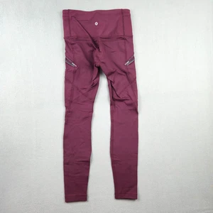 Lululemon Damen Toasty Tech Tight II Größe 4 Granat Stretch Laufen Reißverschlusstaschen - Bild 1 von 6