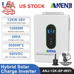 12KW 48V Hybrid Solar Inverter Split Phase 120V/240V 200A 2*MPPT Controller+WIFI - Picture 1 of 10