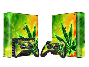 Juego de pegatinas de lámina protectora XBOX 360 E Skin Design Foils - motivo cannabis - Imagen 1 de 1