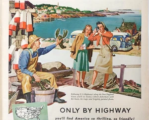 New England Coast Lobster Greyhound Vintage 1946 Ad Magazine Print Travel - Picture 1 of 4