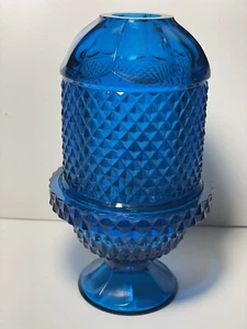 MCM Bluenique Diamond Point Viking Glass Fairy Lamp Votive / Tealight Holder - Picture 1 of 8
