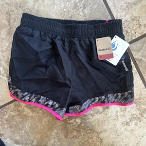 Reebok Girls Speed Wick Black/pink Athletic Shorts NWT Sz Large Lined - Picture 1 of 6