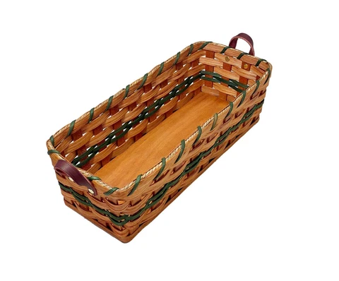 Amish Bread Server Basket Handmade with Leather Handles Cover