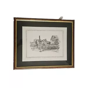 Stampa firmata vintage Glenda Rae da collezione - mulino ad acqua, incorniciato stagno anatra - Foto 1 di 8