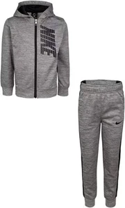 Nike Little Boy's Therma Fit Grey/Black Hoodie & Pants Set (86G806-G9Y) Size 4/6 - Picture 1 of 3