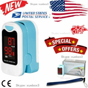US seller Finger Pulse Oximeter Blood Oxygen Sensor O2 SpO2 Monitor Heart Rate - Picture 1 of 10