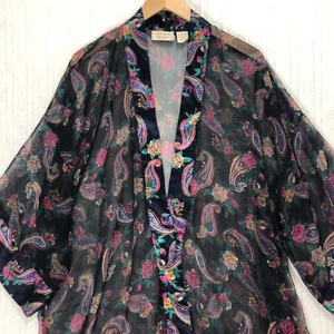Victoria's Secret Kimono Morgenmantel Paisley Blumen transparent Überwurf Einheitsgröße - Bild 1 von 6