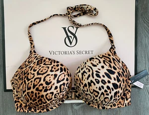 38C Victoria Secret Bali Bombshell Add-2-Cups Push Up Leopard Swim Top NEW - Bild 1 von 4
