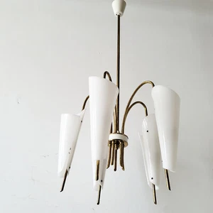 Chandelier Suspension Vintage 1950 Stilnovo Perspex Brass 50S 1950S Italy - Picture 1 of 12