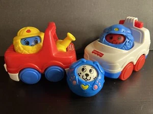 Fisher Price Roll A Rounds Fire Truck & Firefighter, Police Car & Officer & Dog - Picture 1 of 9