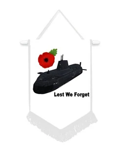 U-Boot Damit wir nicht vergessen Militärauto / Wandwimpel mit weißem Rand Souvenir - Bild 1 von 3