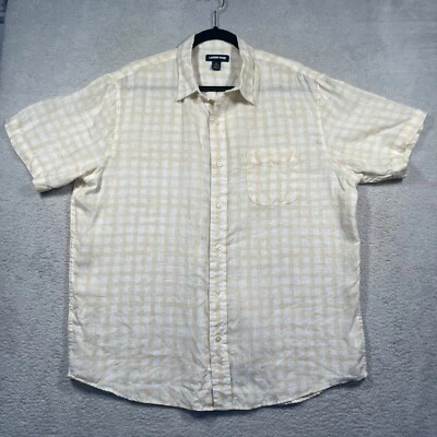 Lands' End 100% Linen Button Up Shirt Traditional Fit Short Sleeve Checkered L - Image 1 of 4
