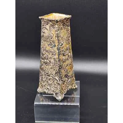 Jarrón antiguo de placa de plata con escenas al aire libre, Weidlich Bros #2374, WB & Co Foto 1 de 4