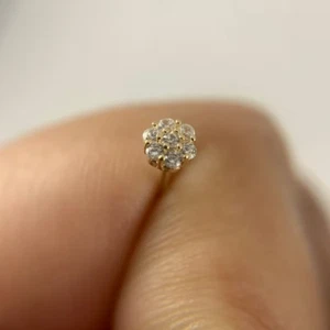 0.50 Ct Round Lab-Created Diamond Flower Nose Pin Stud 14K White Gold Plated - Picture 1 of 7