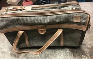 VINTAGE HARTMAN TWEED LEATHER CARRY ON DUFFLE TRAVEL BAG WEEKENDER Luggage Tag - Picture 1 of 11