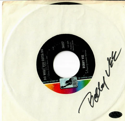 "Rubber Ball" Bobby Vee Hand Signed 45 Sleeve Todd Mueller COA Cover