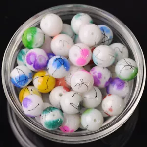 20pcs Round 10mm 12mm Spots Coated Loose Opaque Glass Beads For Jewelry Making - Picture 1 of 19